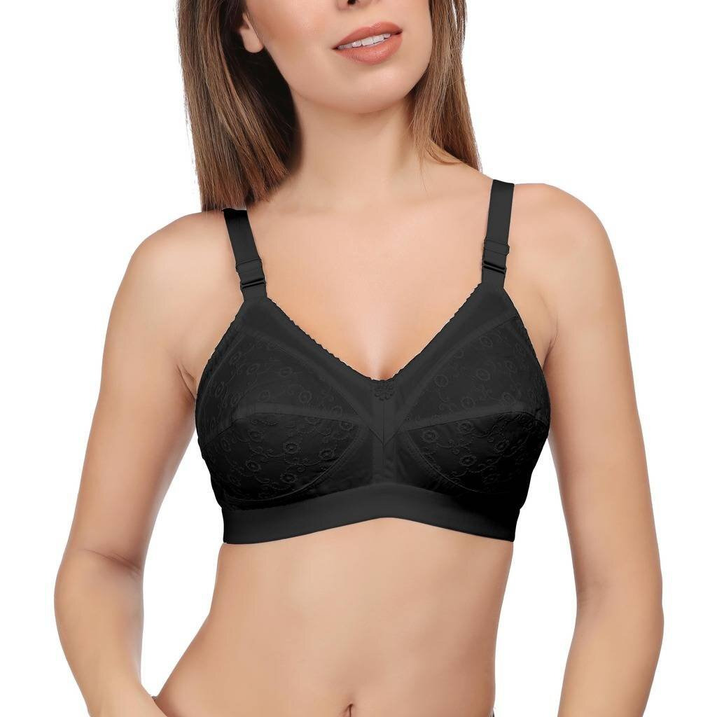 EveS Beauty WomenS Cotton Non Padded Wire Free Full Coverage Bra Black