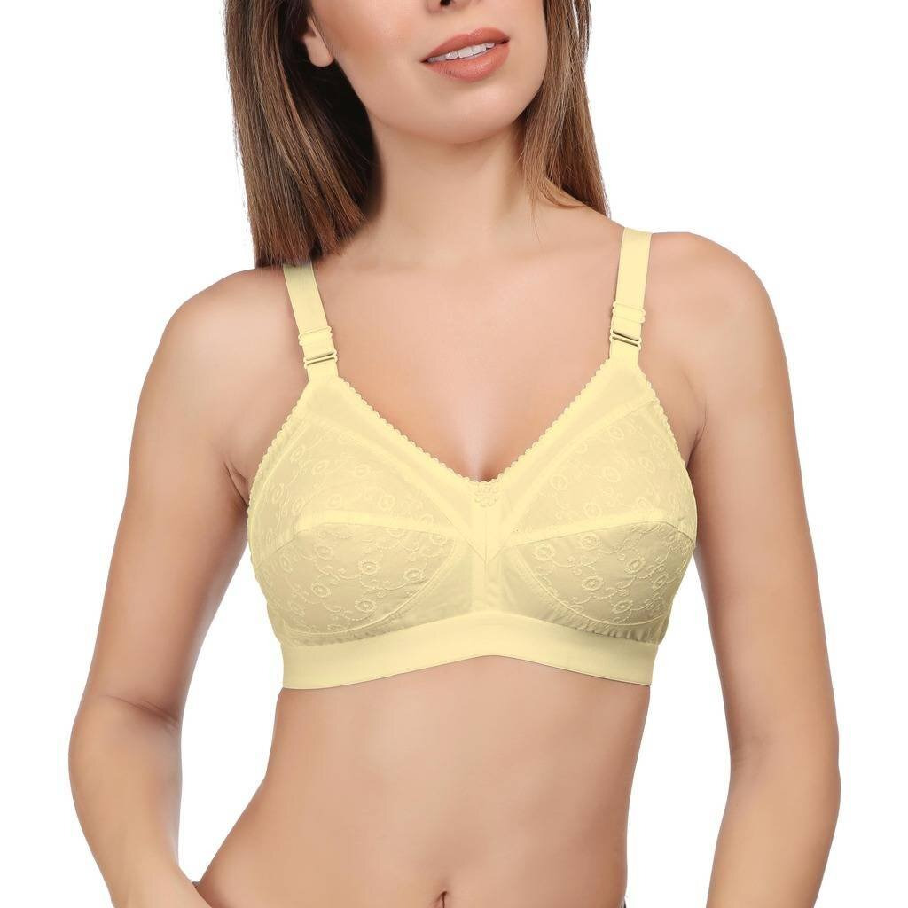 EveS Beauty Womens Full Coverage/Non Padded/Non Wired Cotton Bra (Pack Of 2) Beige
