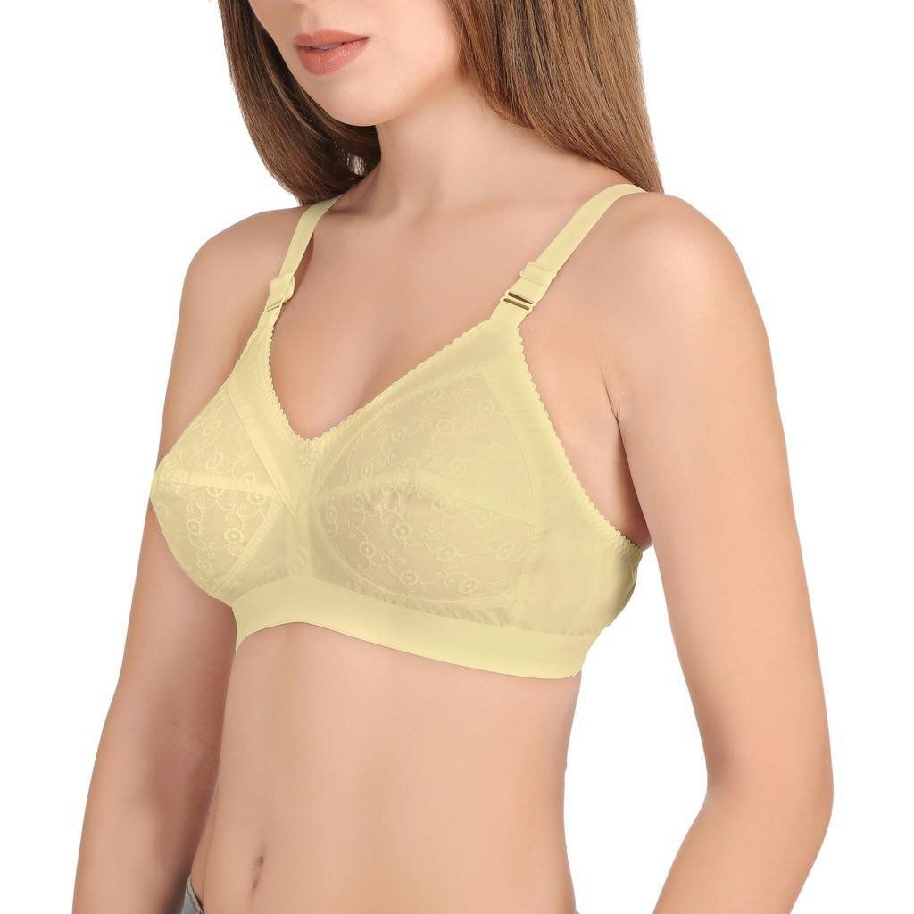 EveS Beauty Womens Full Coverage/Non Padded/Non Wired Cotton Bra (Pack Of 2) Beige