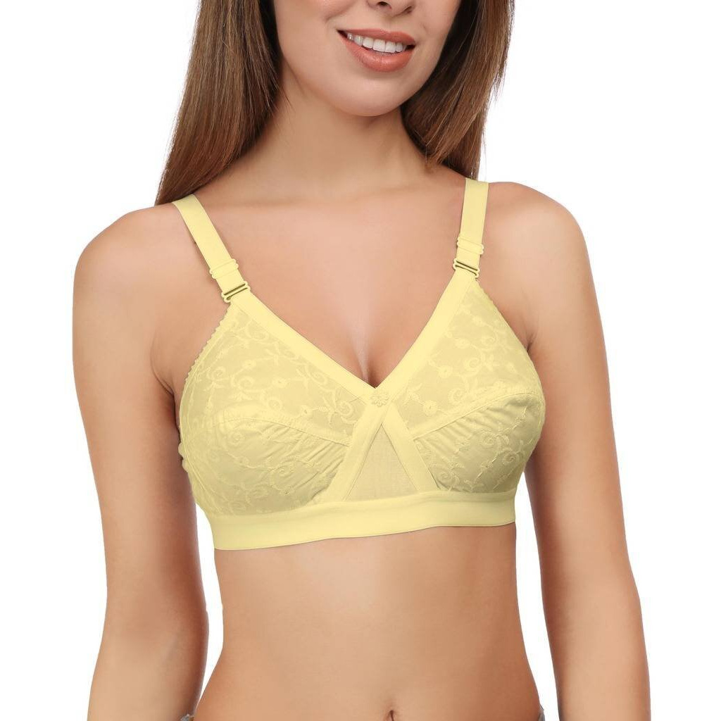 EveS Beauty WomenS Cotton Non Padded Wire Free Full Coverage Bra Beige