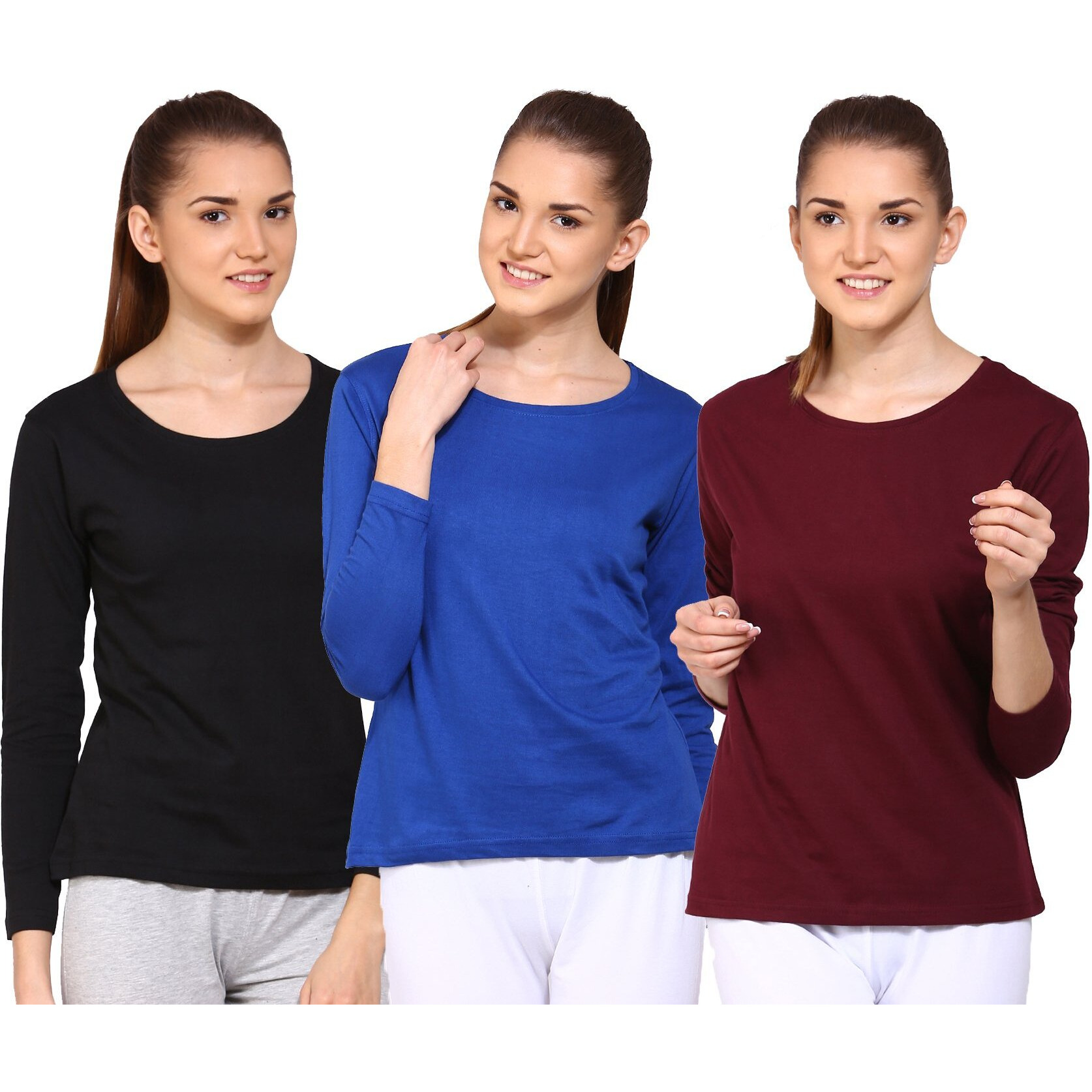 ApPulse WomenS Long Sleeve T Shirt(Combo Pack Of 3)