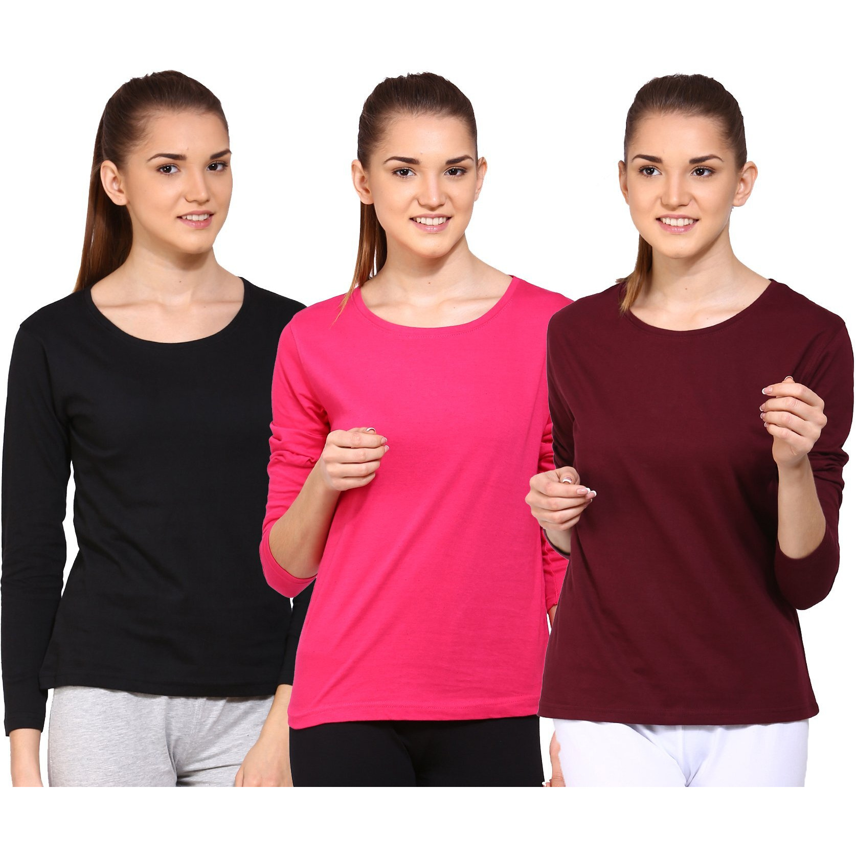ApPulse WomenS Long Sleeve T Shirt(Combo Pack Of 3)