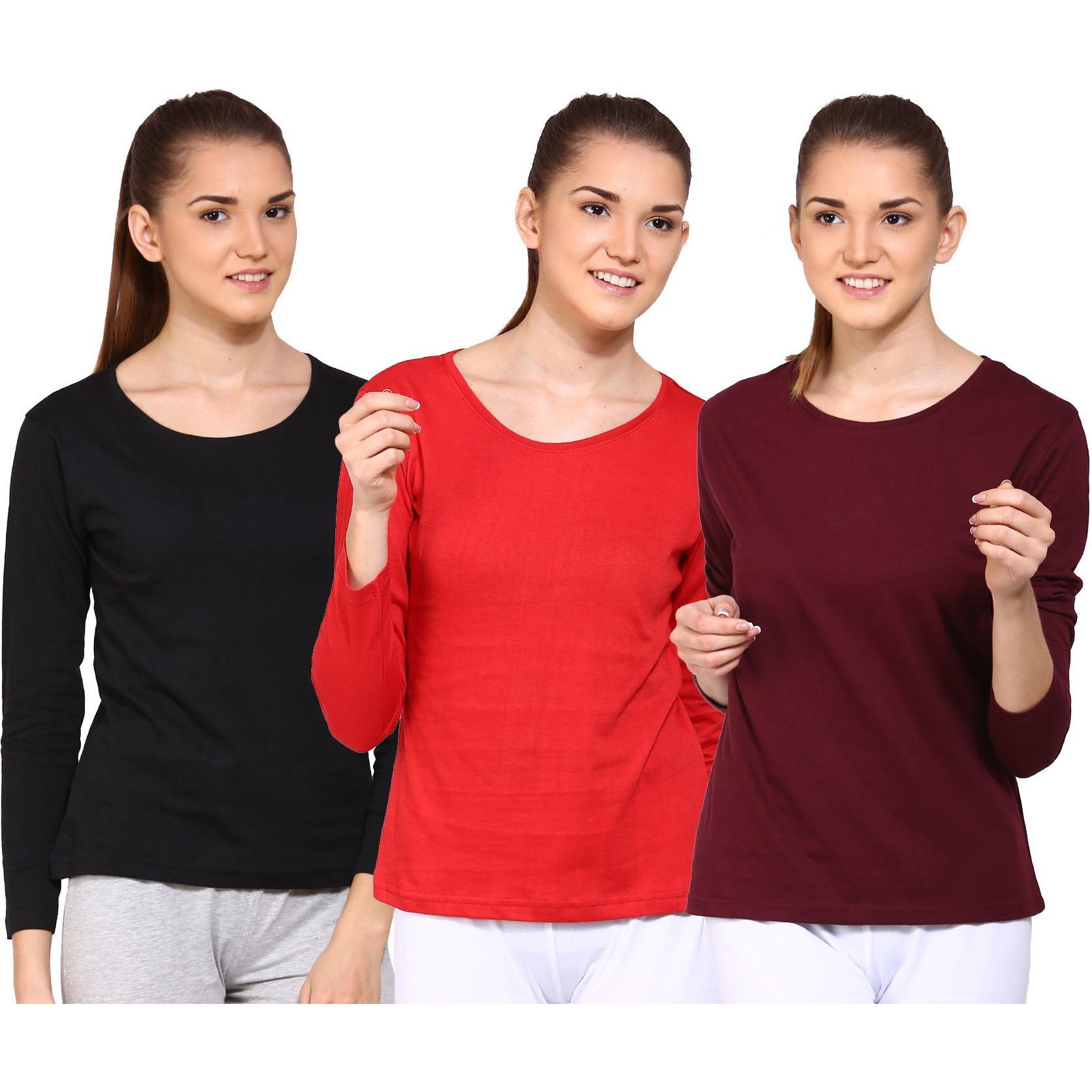 ApPulse WomenS Long Sleeve T Shirt(Combo Pack Of 3)