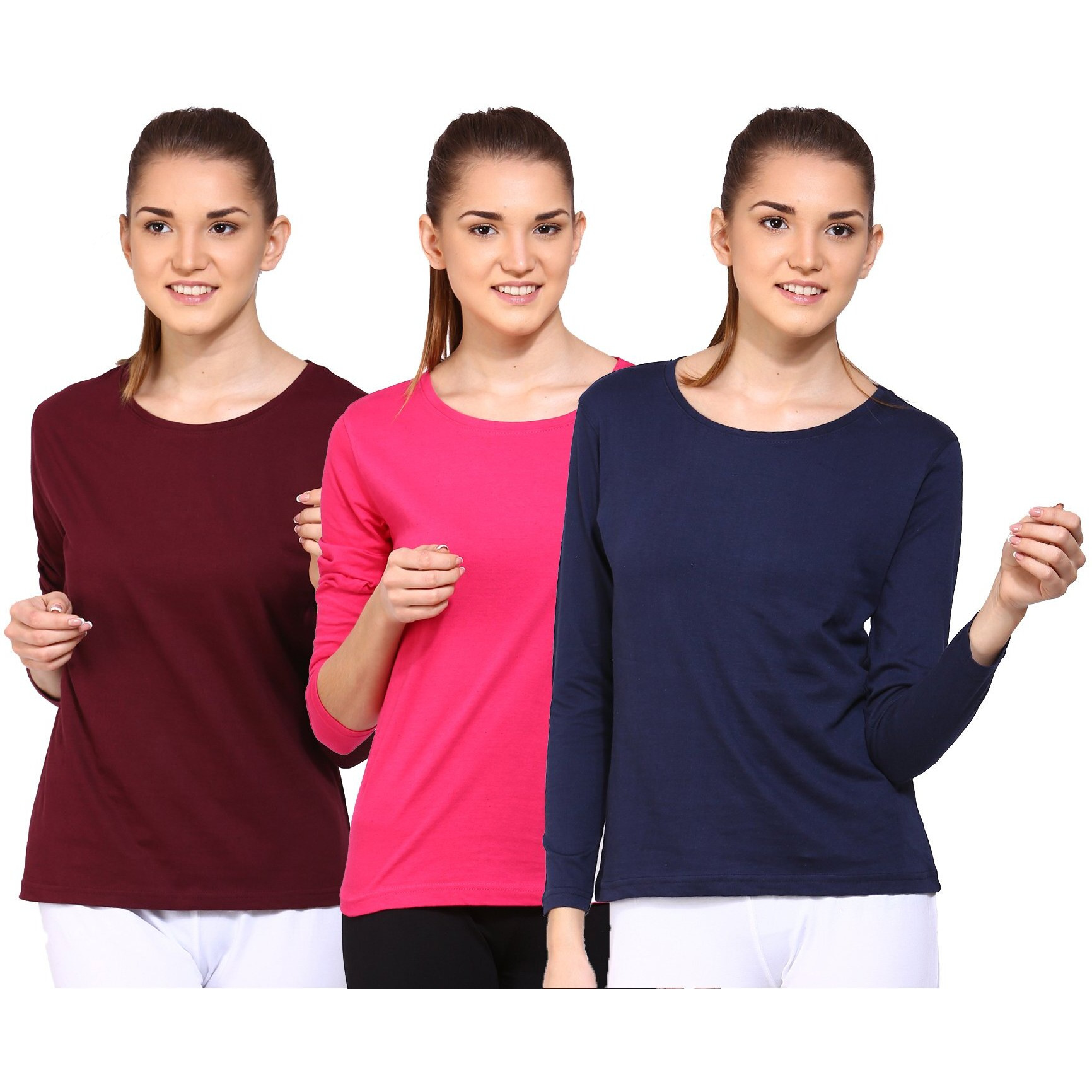 ApPulse WomenS Long Sleeve T Shirt(Combo Pack Of 3)