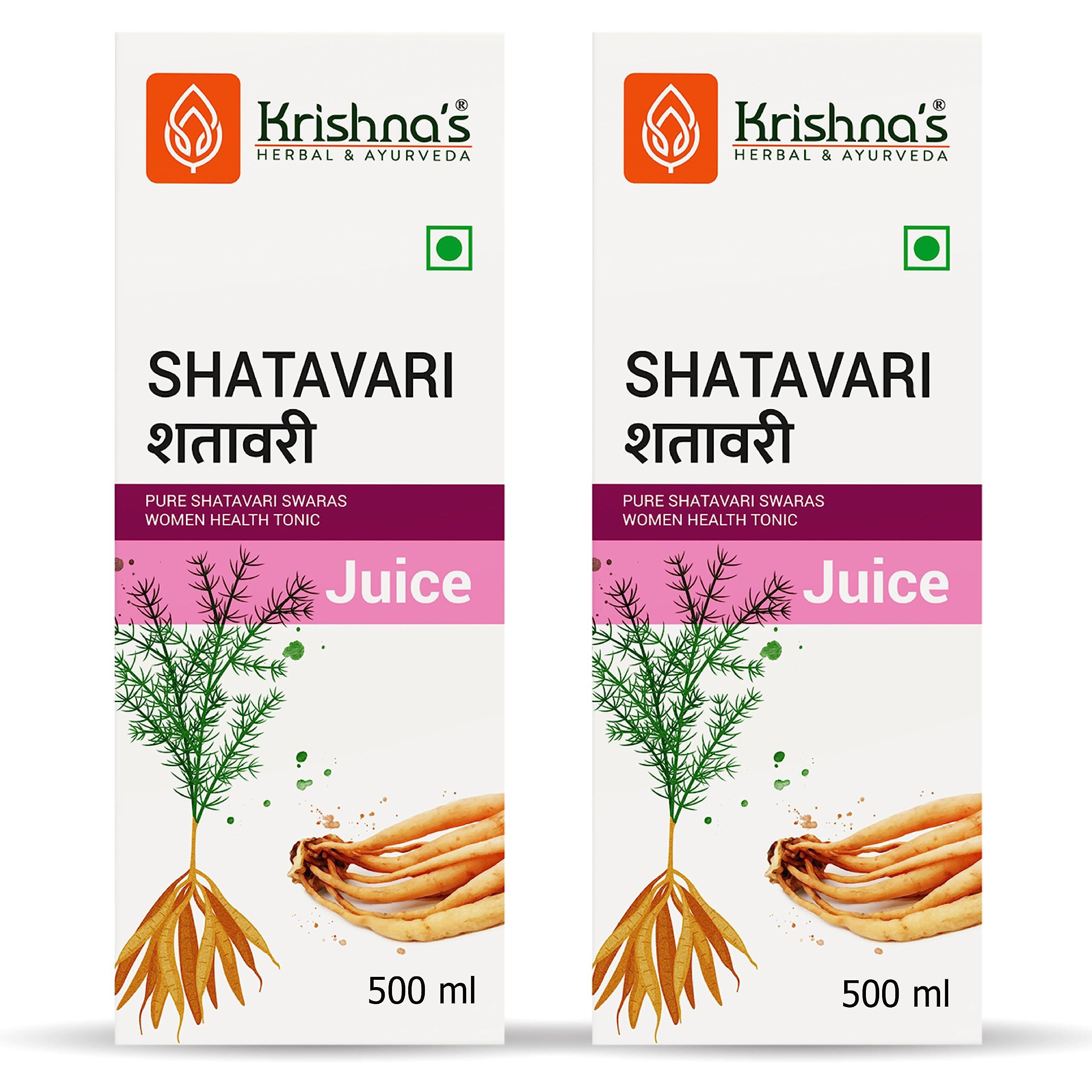 KrishnaS Herbal & Ayurveda Shatavari Juice 500 Ml (Pack Of 2) | Helps In Strength And Lactation In Women | Rejuvenative For Vata And Pitta