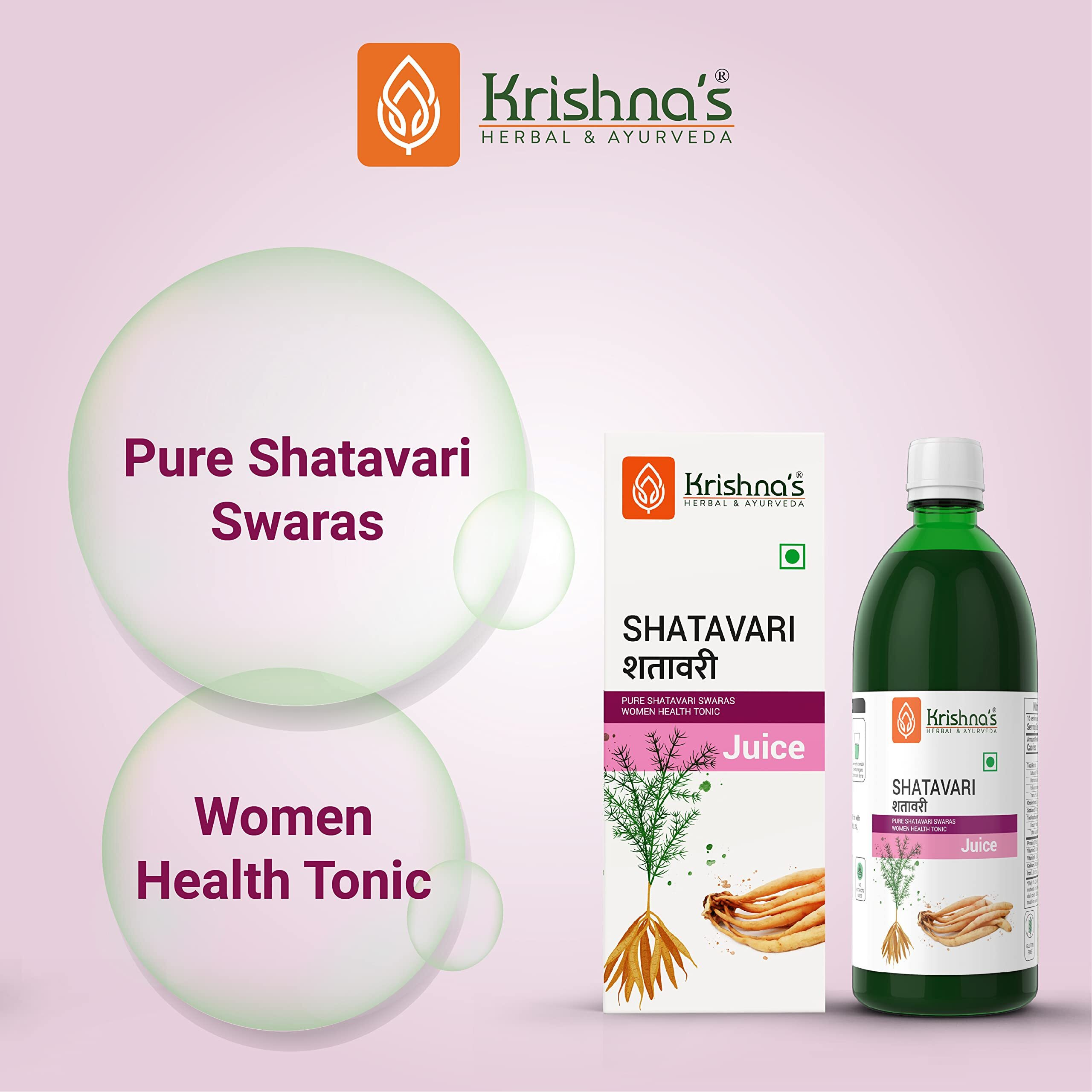 KrishnaS Herbal & Ayurveda Shatavari Juice 500 Ml (Pack Of 2) | Helps In Strength And Lactation In Women | Rejuvenative For Vata And Pitta