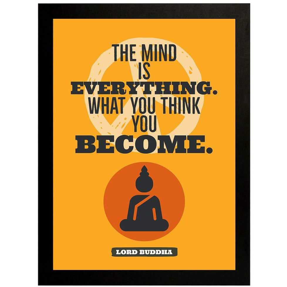 Interio Crafts Lord Buddha Motivational Quote Framed Poster For Home And Office Wall Decoration - Motivational Poster With Frame (Frame Size 13&quotX10" Inches, Poster Size12&quotX8" Inches).
