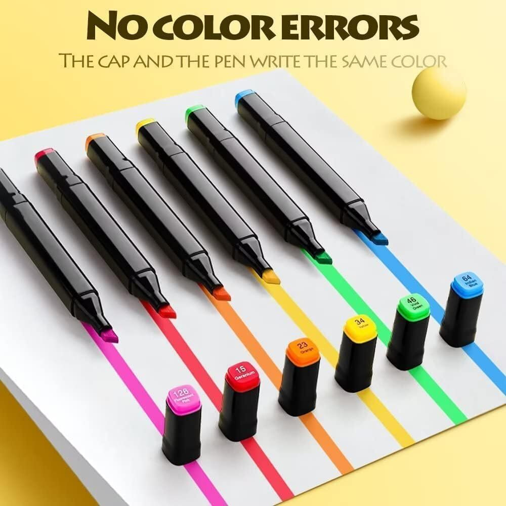 Moxtiza Dual Tip Art Markers Set 48 Pcs - Vibrant Colors For Kids & Adults, Ideal For Coloring, Sketching, Drawing, And Painting, Includes Carry Case Permanent Twin Head Sketch Pens (Art Marker 48 Pc)