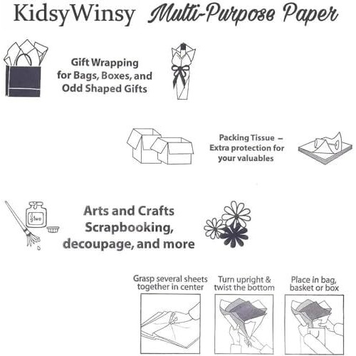 Kidsy Winsy Classic Printed Luxury Tissue Gift Wrapping Paper | 20 X 20 Inches 18Gsm | Uses Diy And Crafts, Stuffing Bags And Box Packaging, Gift Wrapping & Decorations (42 Sheets)