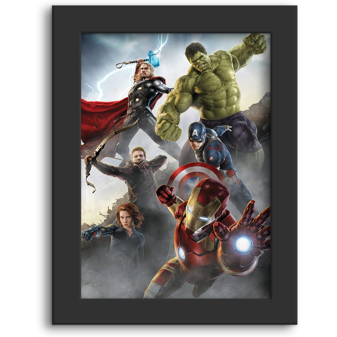 Dmcreativitycraft The Avengers Poster With Frame Marvel Posters For Wall Framed Wallpaper With 1 Inch Black Frames For Living Room, Bedroom, Kids And Office Desk Decor (9 X 12 Inches)
