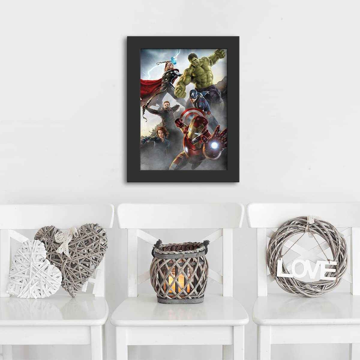 Dmcreativitycraft The Avengers Poster With Frame Marvel Posters For Wall Framed Wallpaper With 1 Inch Black Frames For Living Room, Bedroom, Kids And Office Desk Decor (9 X 12 Inches)