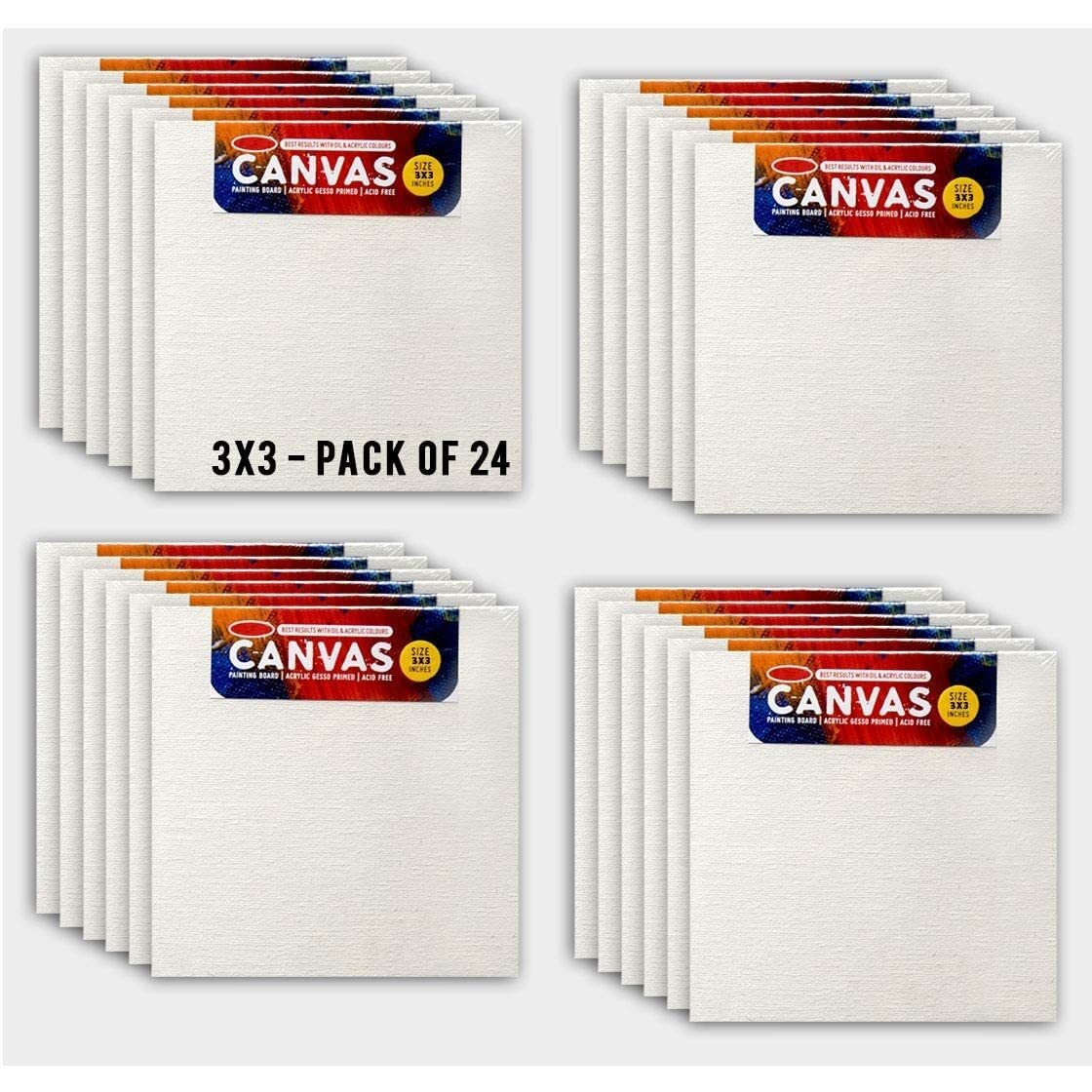 Bansuri Aristocratic Cotton Canvas Board Set, Professional Primed White Blank- Artist Canvas Boards For Painting, Acrylic Paint, Oil Paint Dry(Total 8 Pcs 2X5X7,8X10, 9X12,10X14)