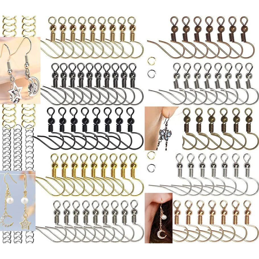 Diy Crafts 100 Grm Earring Hooks, Golden Bright Light, 1000+ Jump Rings 24 Pcs Hypoallergenic Earring Hooks, 4Mm - 10Mm For Jewelry Making Key Rings Neckla(100 Grm Earring Hooks, Golden Bright Light)