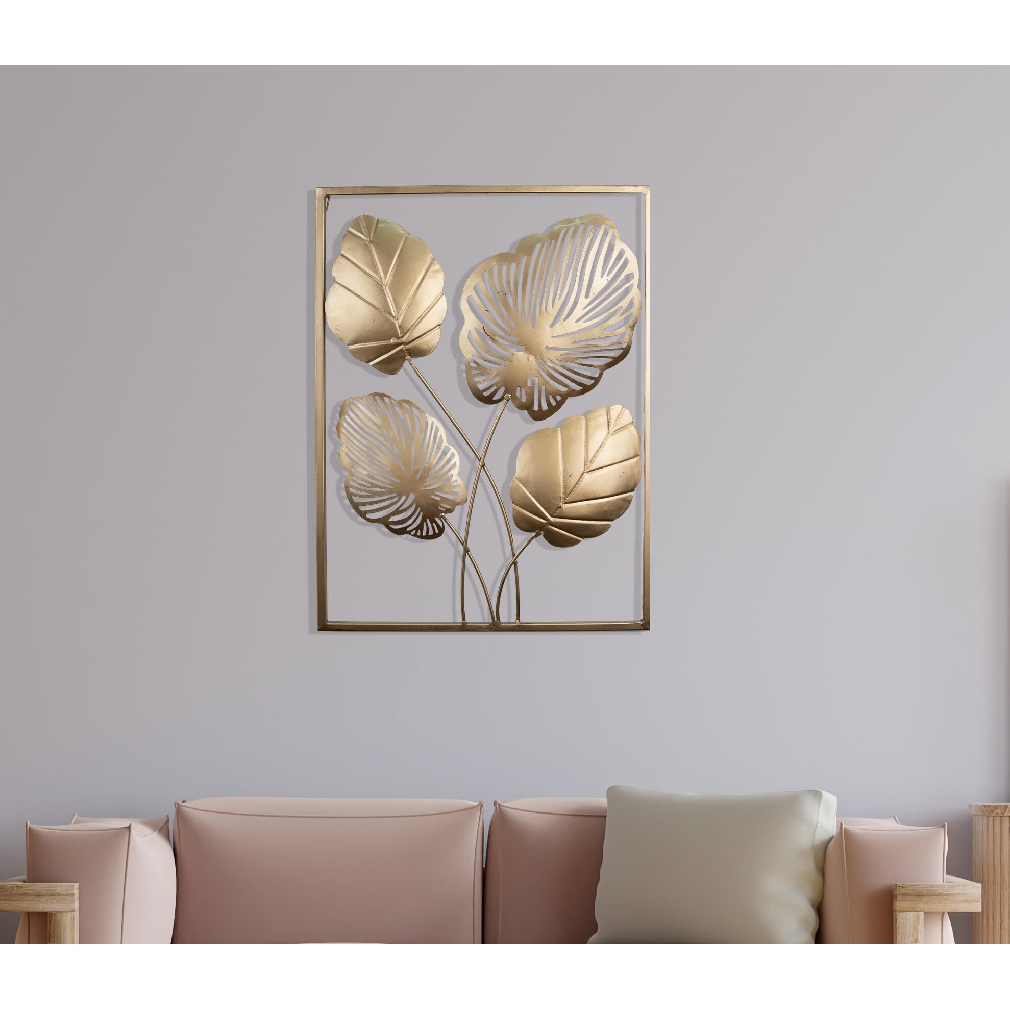 Framing Hub - 4 Leaves Gold Metal Wall Art For Living Room Bedroom Hall Gift | Home & Dcor | Gold| 20 * 14 Inch
