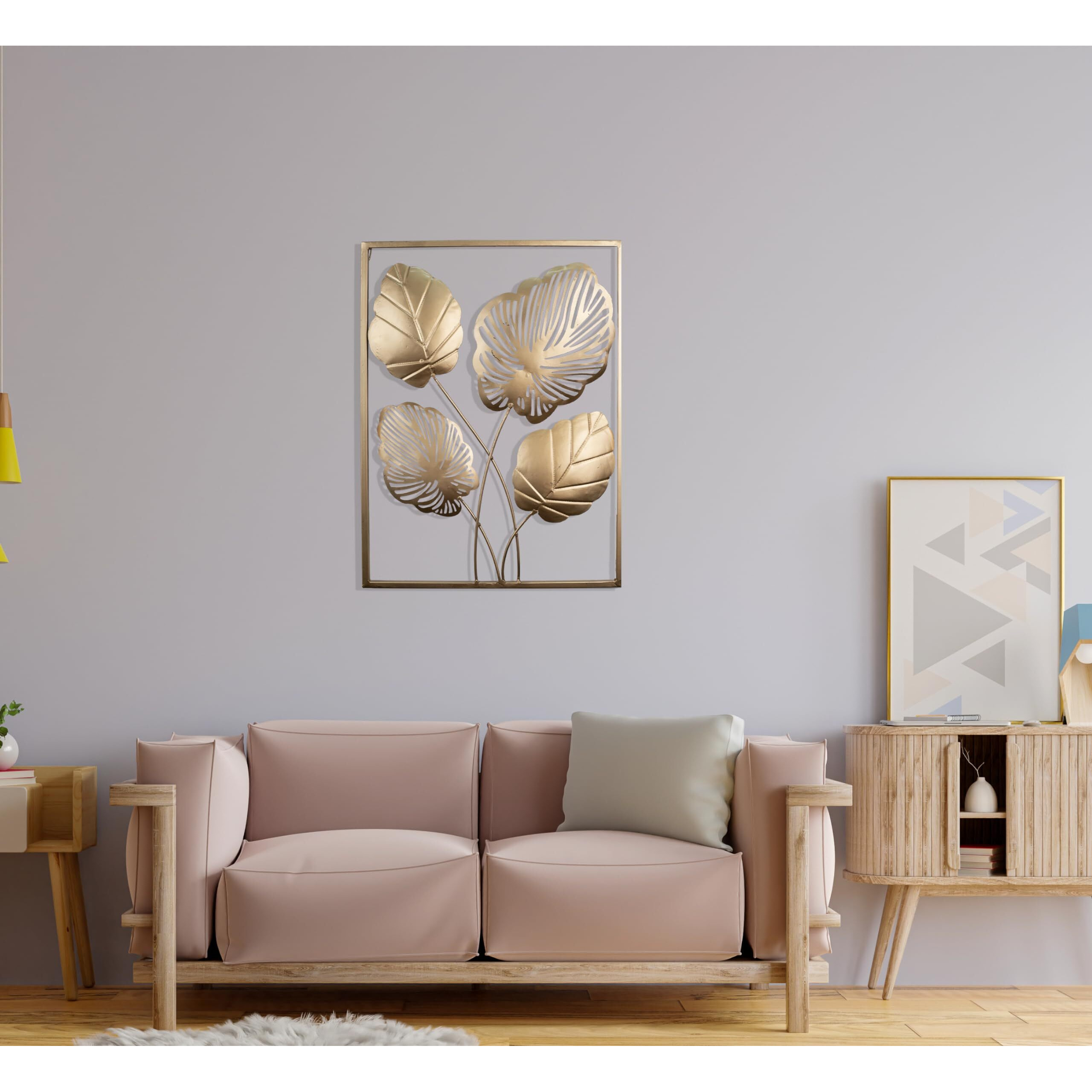 Framing Hub - 4 Leaves Gold Metal Wall Art For Living Room Bedroom Hall Gift | Home & Dcor | Gold| 20 * 14 Inch