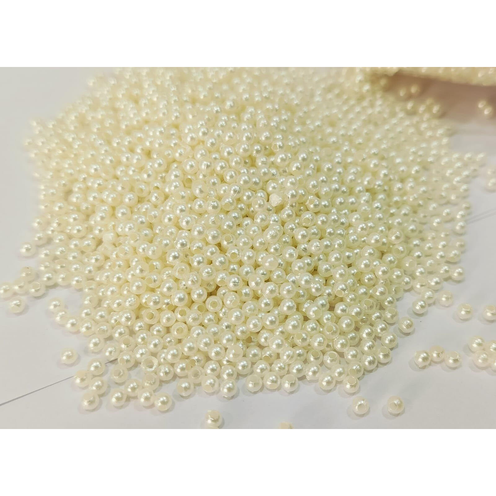 Omx ,Round Spherical Acrylic Plastic Moti With 1Mm Hole, Pearls Beads For Artificial Jewellery Making, Beading, Crafting & Hand Embroidery Materials Diy (3Mm, 22500 Pc, 480 Gram, Ivory Cream Colour)