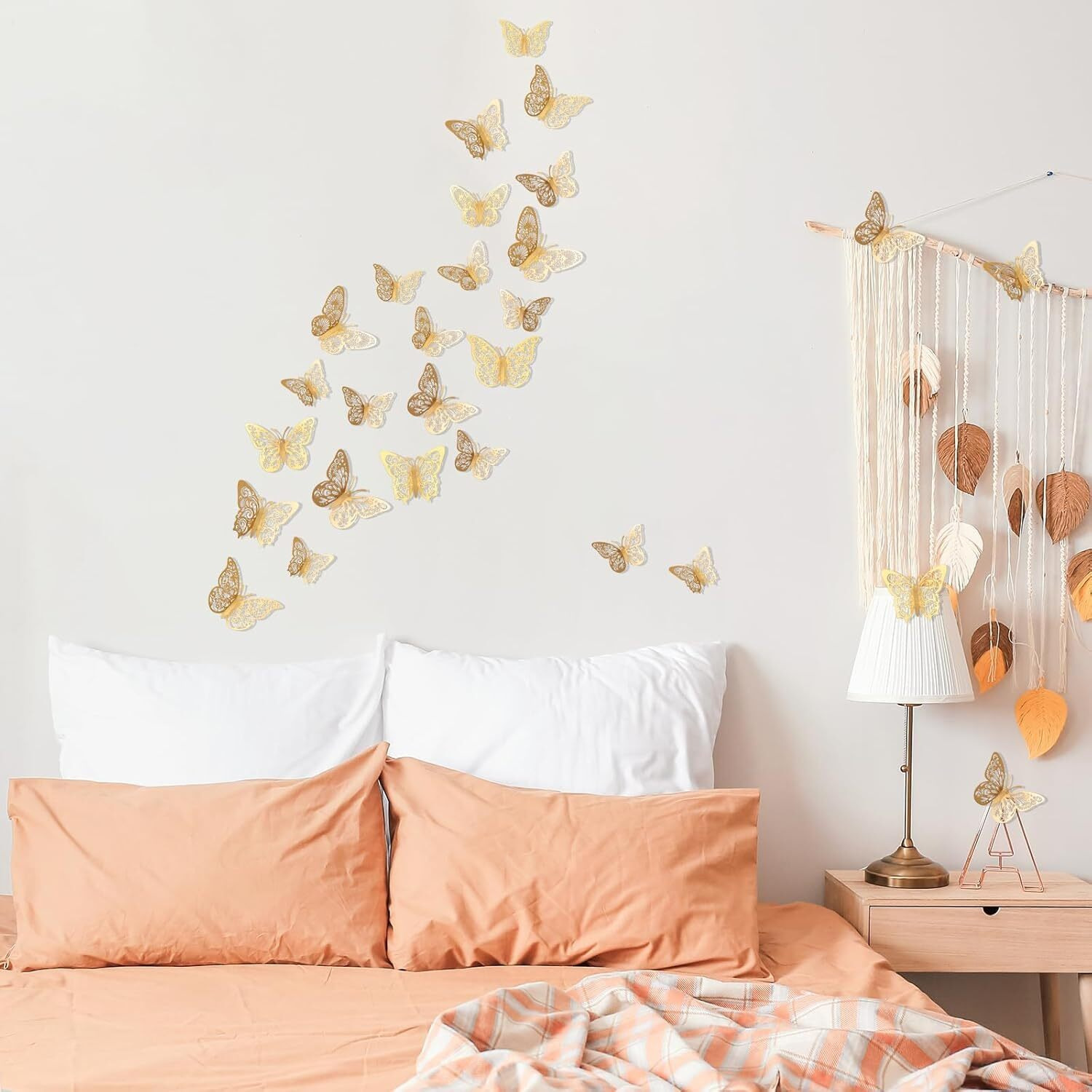 Home Decor Items For Wall, 3D Butterfly Wall Decoration, Golden, Wall Stickers, Birthday Bedroom Living Room Office, Baby Shower Anniversary Party Decor (3D Gold Butterfly Sticker, Pack Of 12)