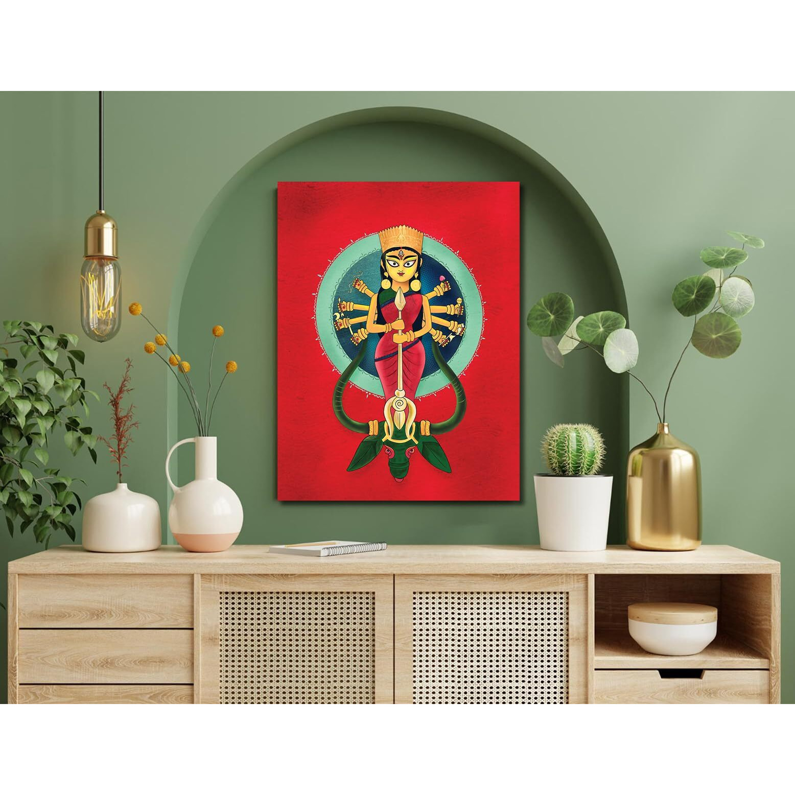 Namaste Home - Canvas Painting - Maa Durga - Traditional Art - Abstract Art - Canvas Painting For Home And Office (Cotton Canvas, Medium Size 22X29 Inches, Multicolor)