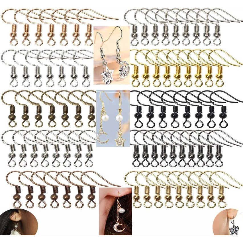 Diy Crafts 200 Pcs, Bronze, Earring Hooks As Choice X Pcs & Colour Ear Wires With Ball And Coil For D(200 Pcs, Bronze)