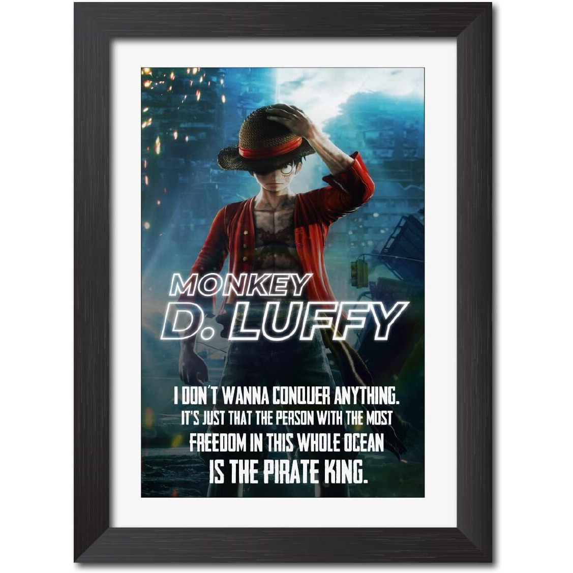 Tenorarts Monkey-D Luffy Poster One Piece Anime Poster Laminated Poster Framed Paintings With Matt Finish Black Frame (12Inches X 9Inches)