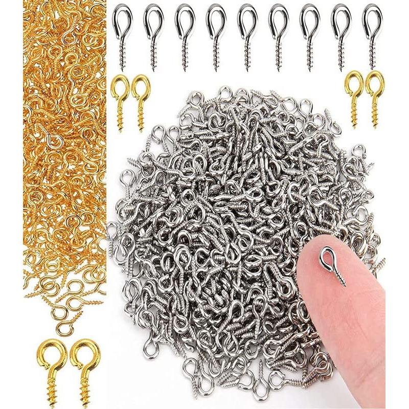Diy Crafts 30X, Gold, Small Screw Eye Pins, 4 X 8Mm Eye Pin Hooks, Eyelets Screw Threaded Clasps Hooks For Doing Art Diy, Mini Metal Hoop Peg For Jew (30X, Gold)