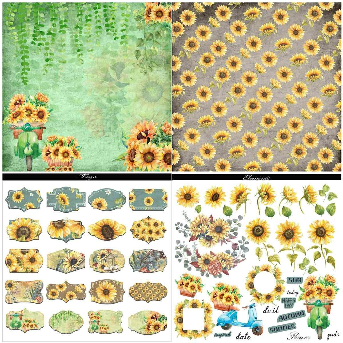 Lakeer 12 X 12 Inch Size Designer Paper Pad Multi-Colored, 24 Sheets Decorative Paper For Card Making Scrapbooking Origami Decopage Gift Wrapping Book Covers (Helianthus)