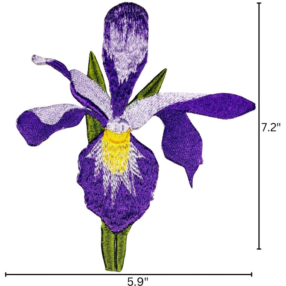 Garaan - Machine Embroidered Applique, Embroidery Patch, Sew On Patches, Diy Projects, Iris Flower Lavender (Pack Of 5)
