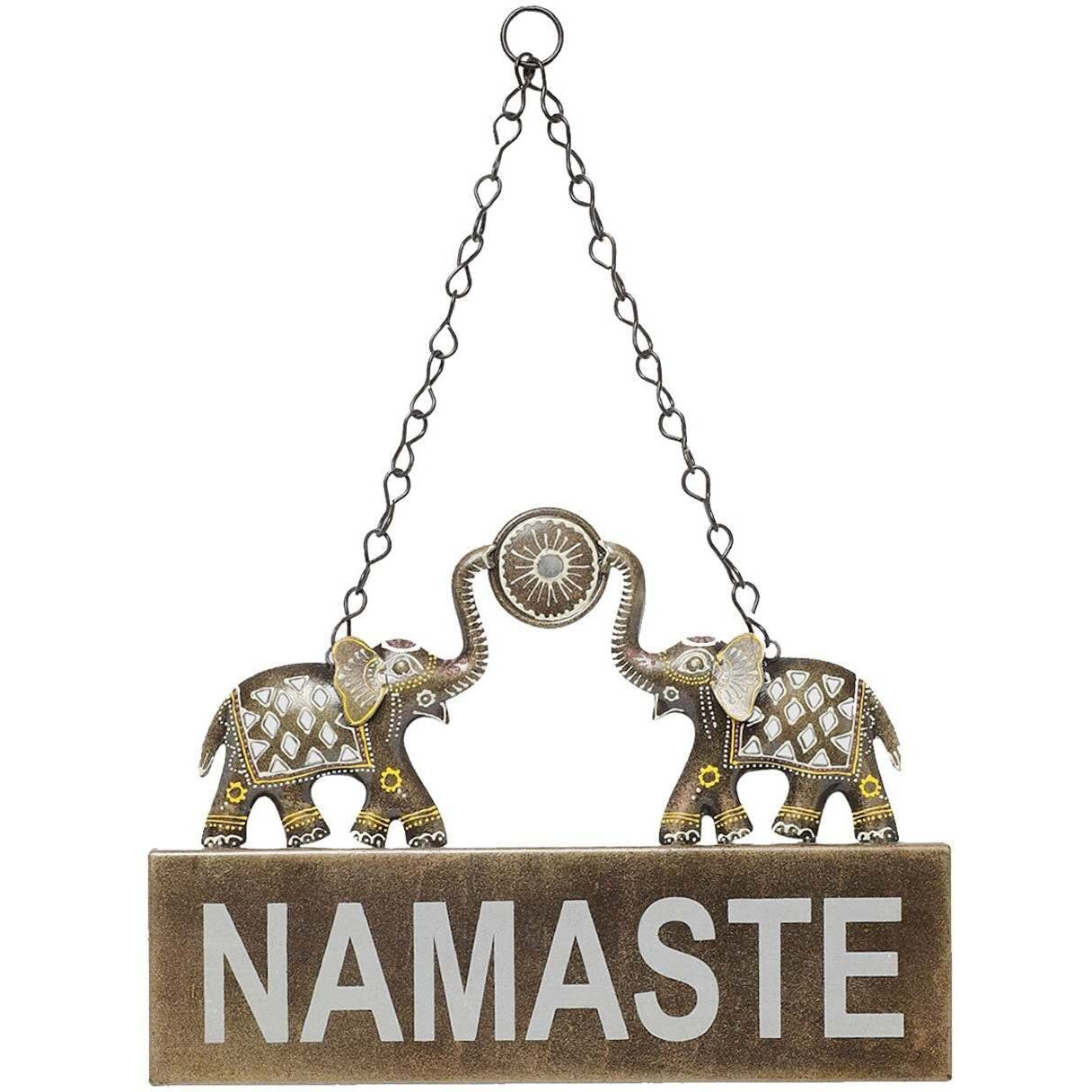 Smaart Craafts Elephant Namaste Welcoming Board Wall Art Metal Wall Dcor | Multicolor | Anti Rust Powder Coated | Premium Design Wall Hanging For Entryway | Size-44Cm X 30Cm |