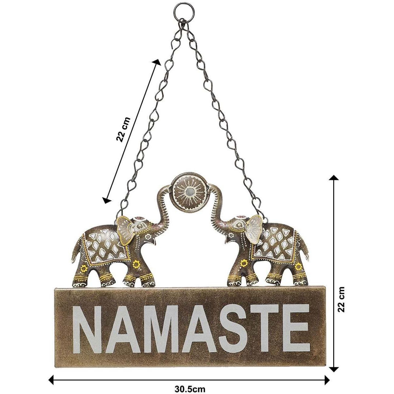 Smaart Craafts Elephant Namaste Welcoming Board Wall Art Metal Wall Dcor | Multicolor | Anti Rust Powder Coated | Premium Design Wall Hanging For Entryway | Size-44Cm X 30Cm |