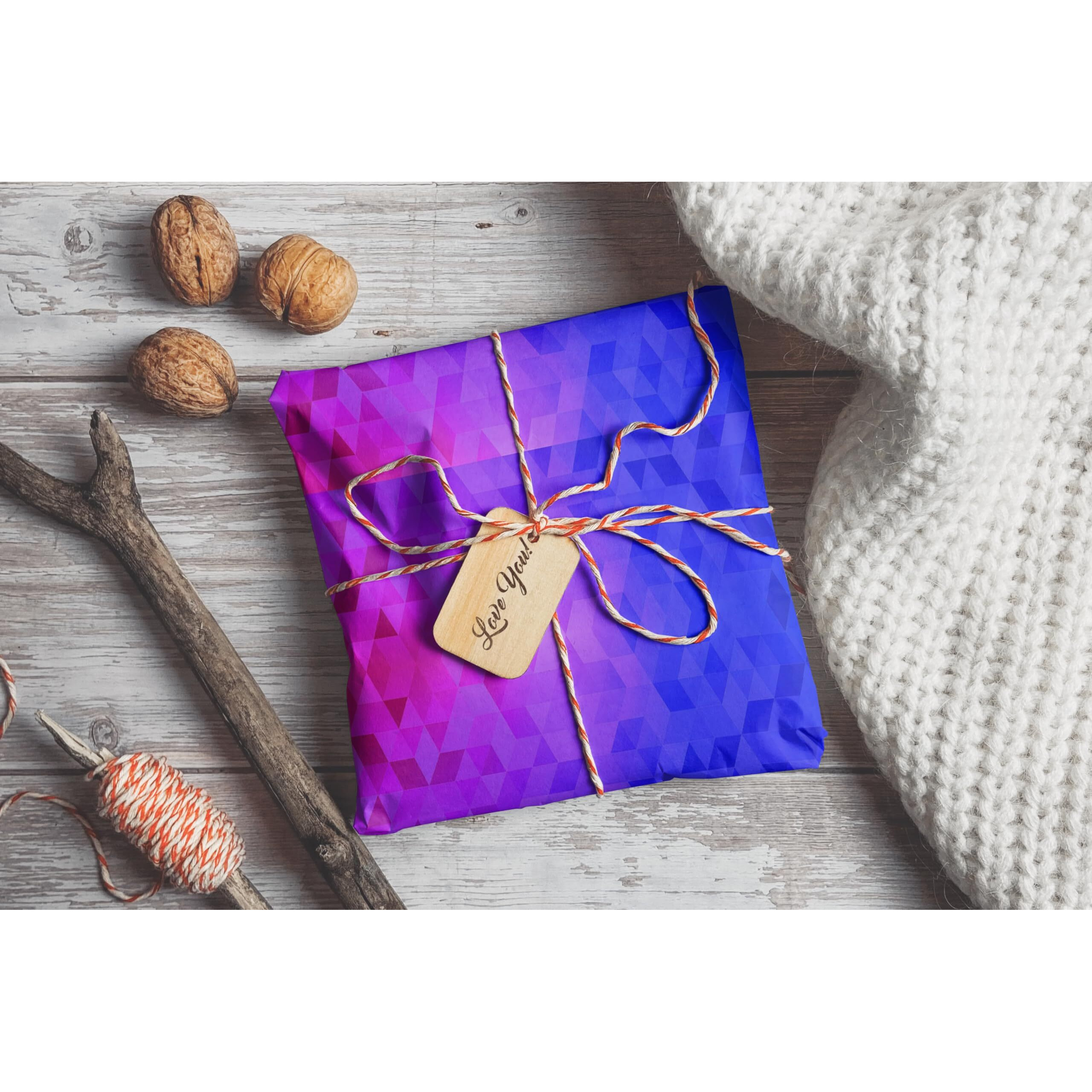 Accuprints Gift Wrapping Paper Pack Of 10|Design Blue Box Pattern |Size 20 X 30 Inch