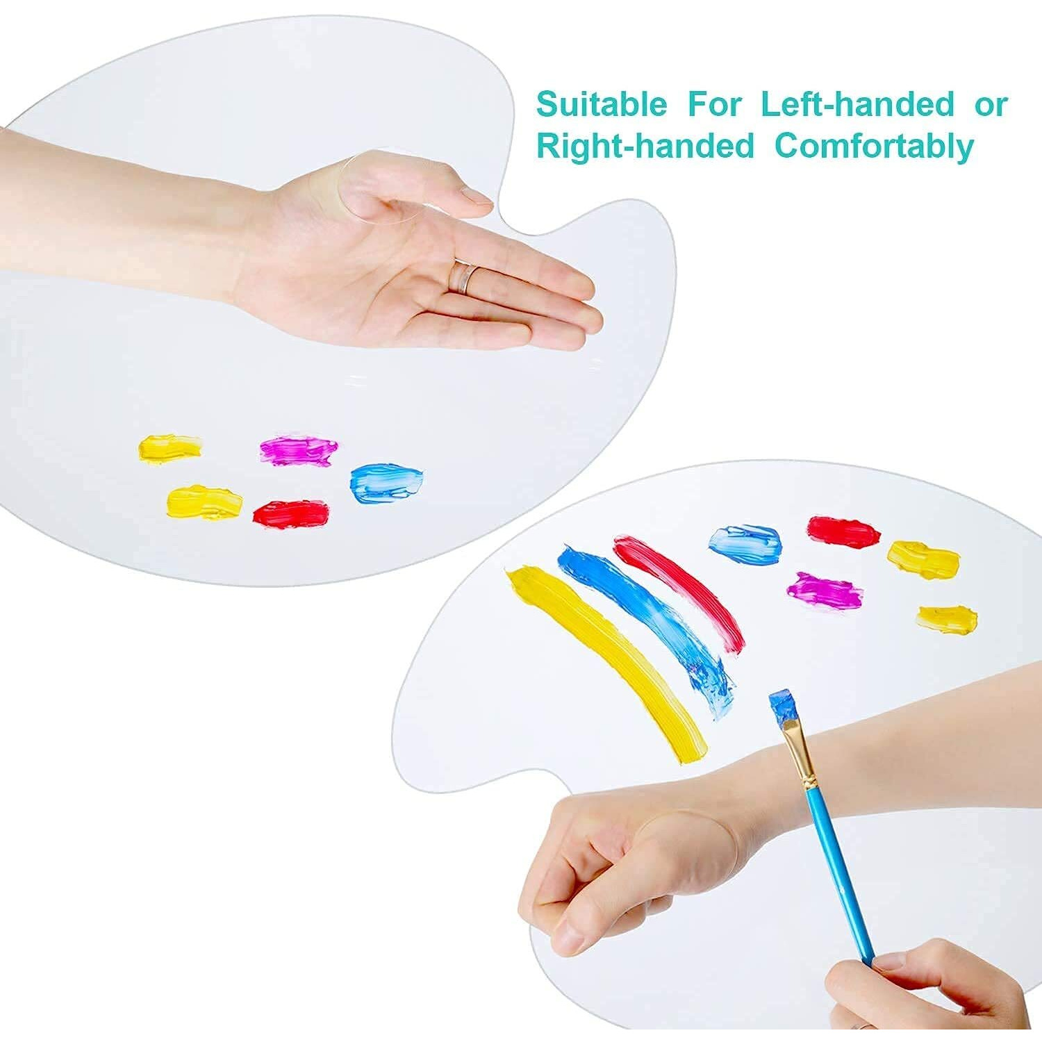 Schubert Pigment Tray, Clear Acrylic Paint Palette Oval Shaped Artist Painting Palette Non-Stick Oil Paint Palette With Thumb Hole And Protective Brown Paper For Diy Art Craft Painting(25X15Cms)