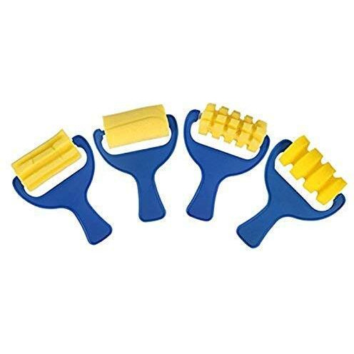 Jern Artbee Set Of 4 Type Roller, Flat And Round Sponge Brush, Art And Craft Projects