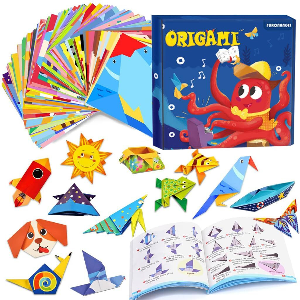 Zibuyu 108 Sheet Origami Papers Double Side Cute Cartoon Art Origami Paper Craft Gift Box With Tutorial Pamphlet, 5.5 Inches Square Origami Paper For Diy Origami Paper Craft, Scrapbooking, Decoration