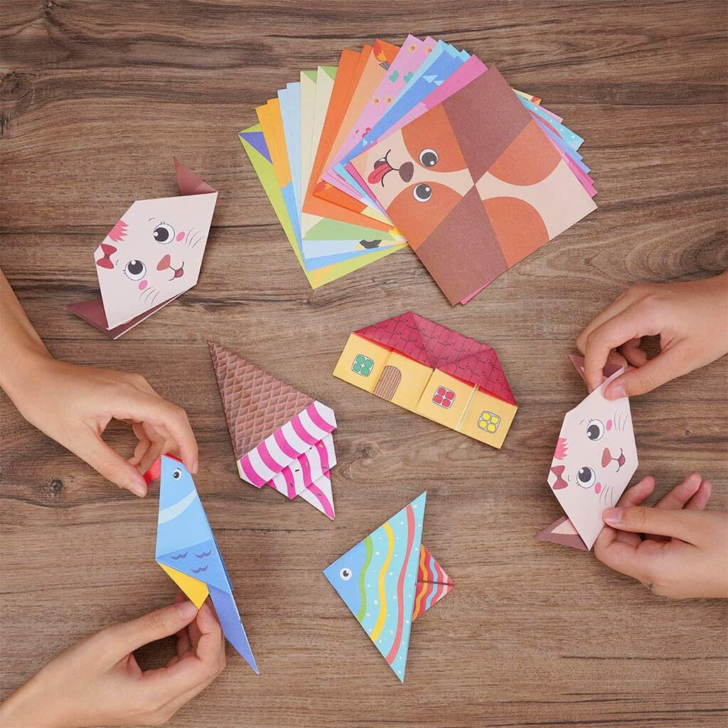 Zibuyu 108 Sheet Origami Papers Double Side Cute Cartoon Art Origami Paper Craft Gift Box With Tutorial Pamphlet, 5.5 Inches Square Origami Paper For Diy Origami Paper Craft, Scrapbooking, Decoration