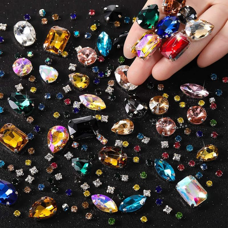Diy Crafts 30 Pcs, Red, Sew On Rhinestones Claw Flatback Crystal Rhinestones Metal Prong Setting Rhinestones Acrylic Glass Sewing Gems For Clothes Diy Craft Shoes Dress J (30 Pcs, Red)