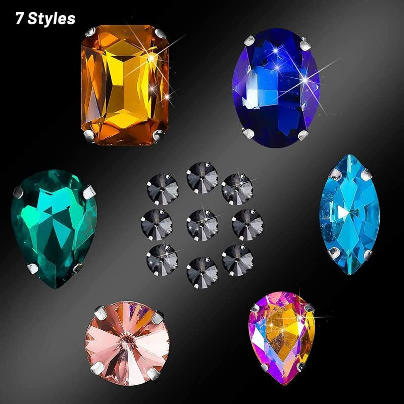 Diy Crafts 30 Pcs, Red, Sew On Rhinestones Claw Flatback Crystal Rhinestones Metal Prong Setting Rhinestones Acrylic Glass Sewing Gems For Clothes Diy Craft Shoes Dress J (30 Pcs, Red)