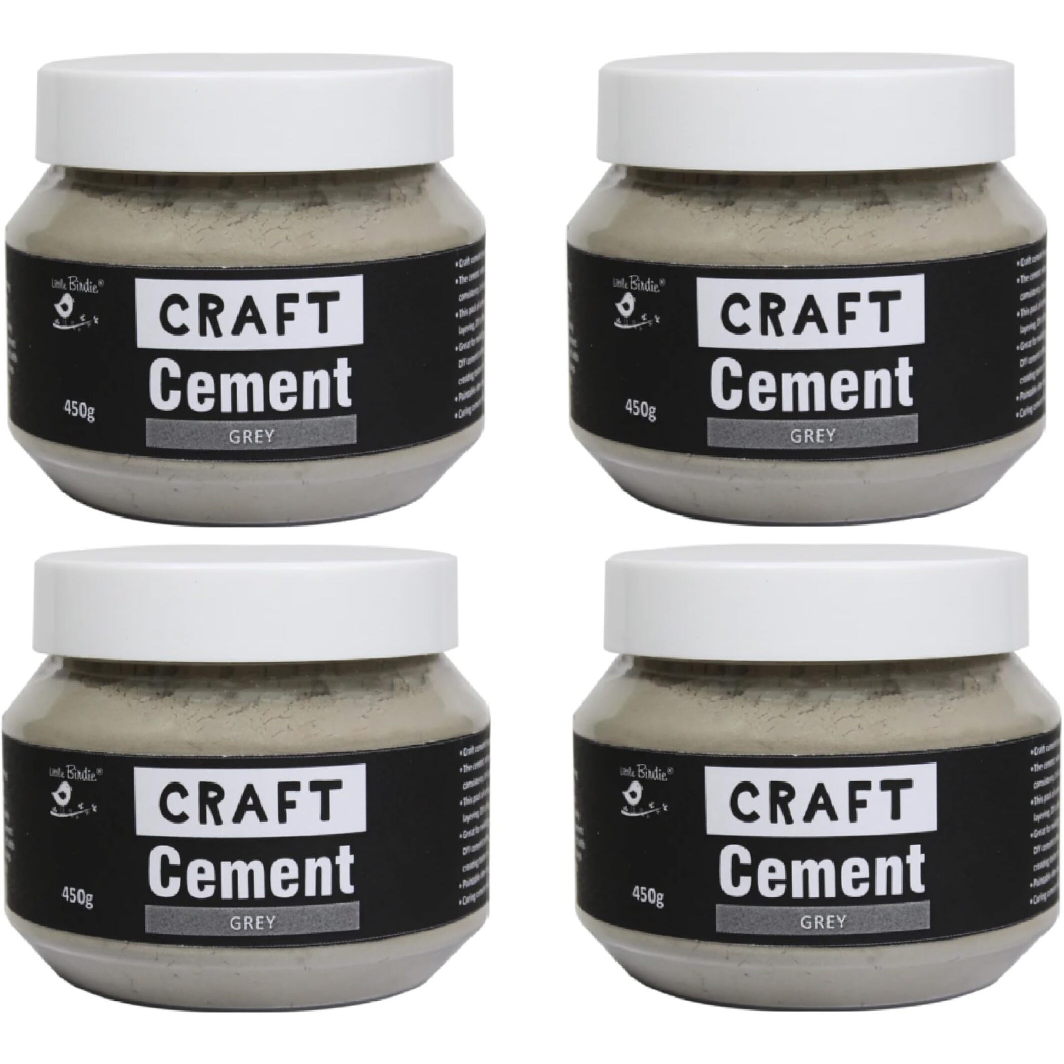 Itsy Bitsy - Craft Cement Grey - 450Gm Pack Of 4 | For Moulding, Casting, Layering, Diy Crafts, Planters, Leaf Bowls, Candle Holders, Plants, Flower Pot| And Art & Craft Work