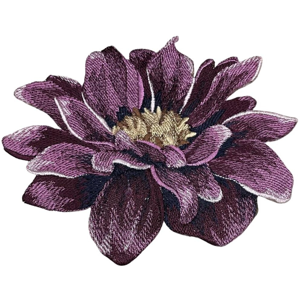 Garaan - Machine Embroidered Applique, Embroidery Patch, Sew On Patches, Diy Projects, Dahlia Flower (Pack Of 3)