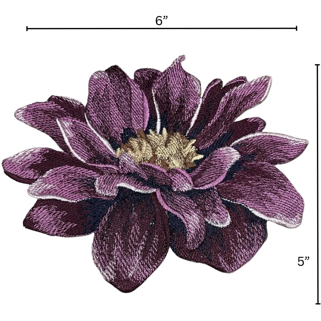 Garaan - Machine Embroidered Applique, Embroidery Patch, Sew On Patches, Diy Projects, Dahlia Flower (Pack Of 3)