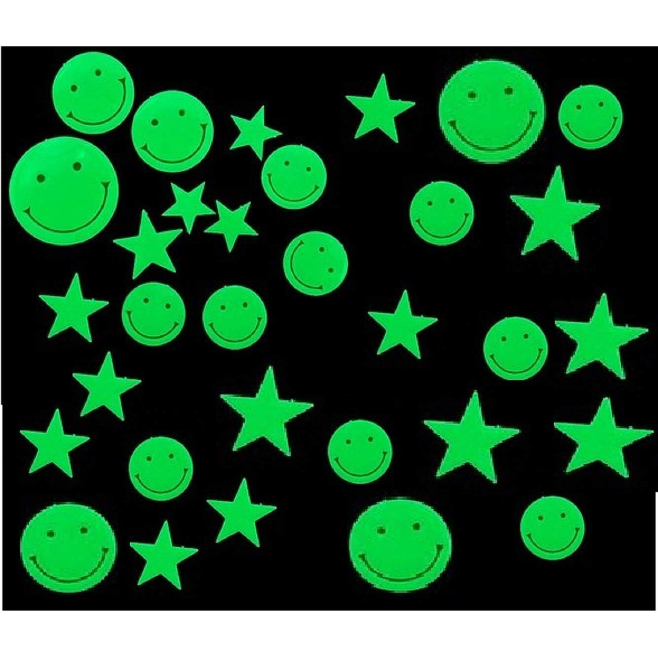 Dreamkraft Smiley Radium Glow In The Dark Wall Stickers (17X20 Cm,Green)