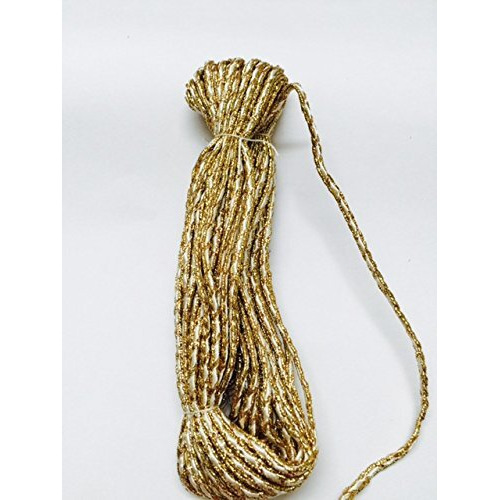 Eerafashionicing Pack Of 9 To 10 Mtr Cream And Gold Piping, Dori, Edges, Lace, Trims