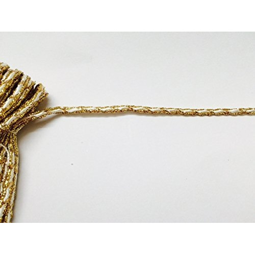 Eerafashionicing Pack Of 9 To 10 Mtr Cream And Gold Piping, Dori, Edges, Lace, Trims