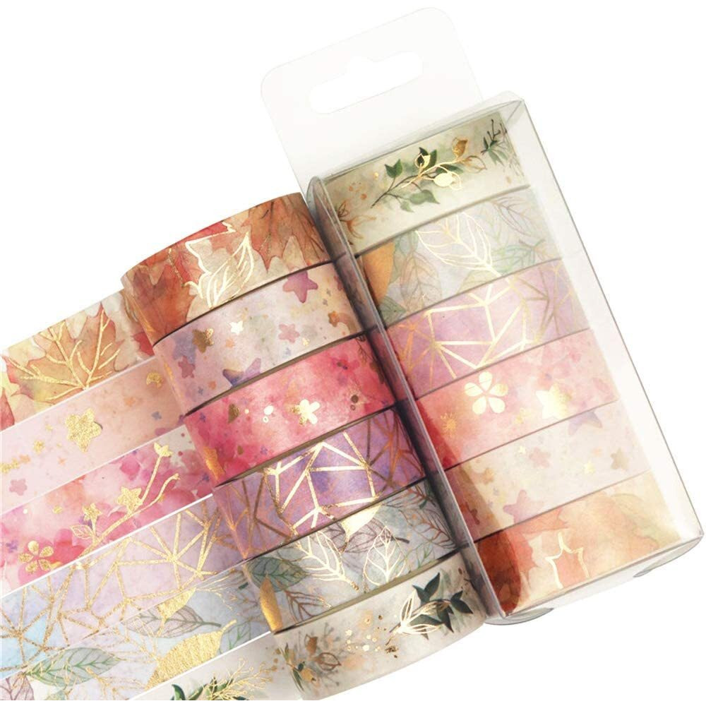 Murtisiddh 6 Pcs Washi Tape Set Golden Foil Decorative Japanese Masking Paper Tape For Scrapbooking, Planners, Card/Gift Wrapping, Diy Decor And Craft Supplies
