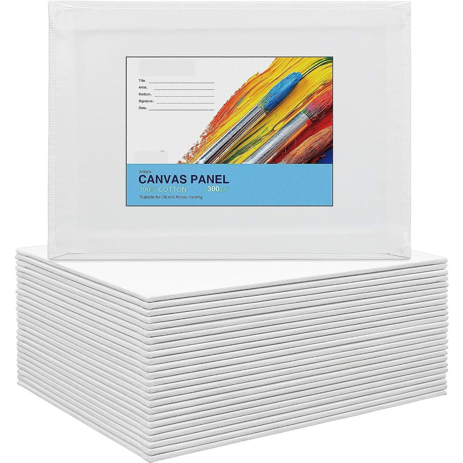Artright Canvases For Painting Blank White Canvas Boards - 100% Cotton Art Panels Pack Of 6 (9&quotX12")