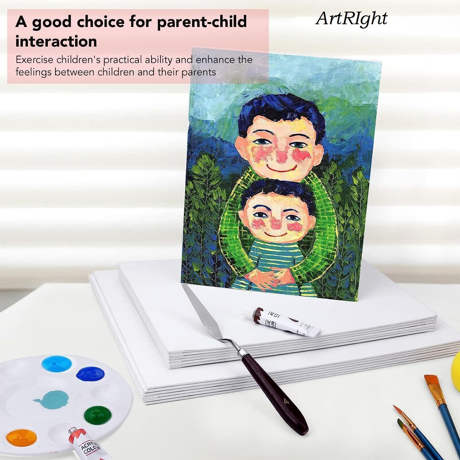 Artright Canvases For Painting Blank White Canvas Boards - 100% Cotton Art Panels Pack Of 6 (9&quotX12")