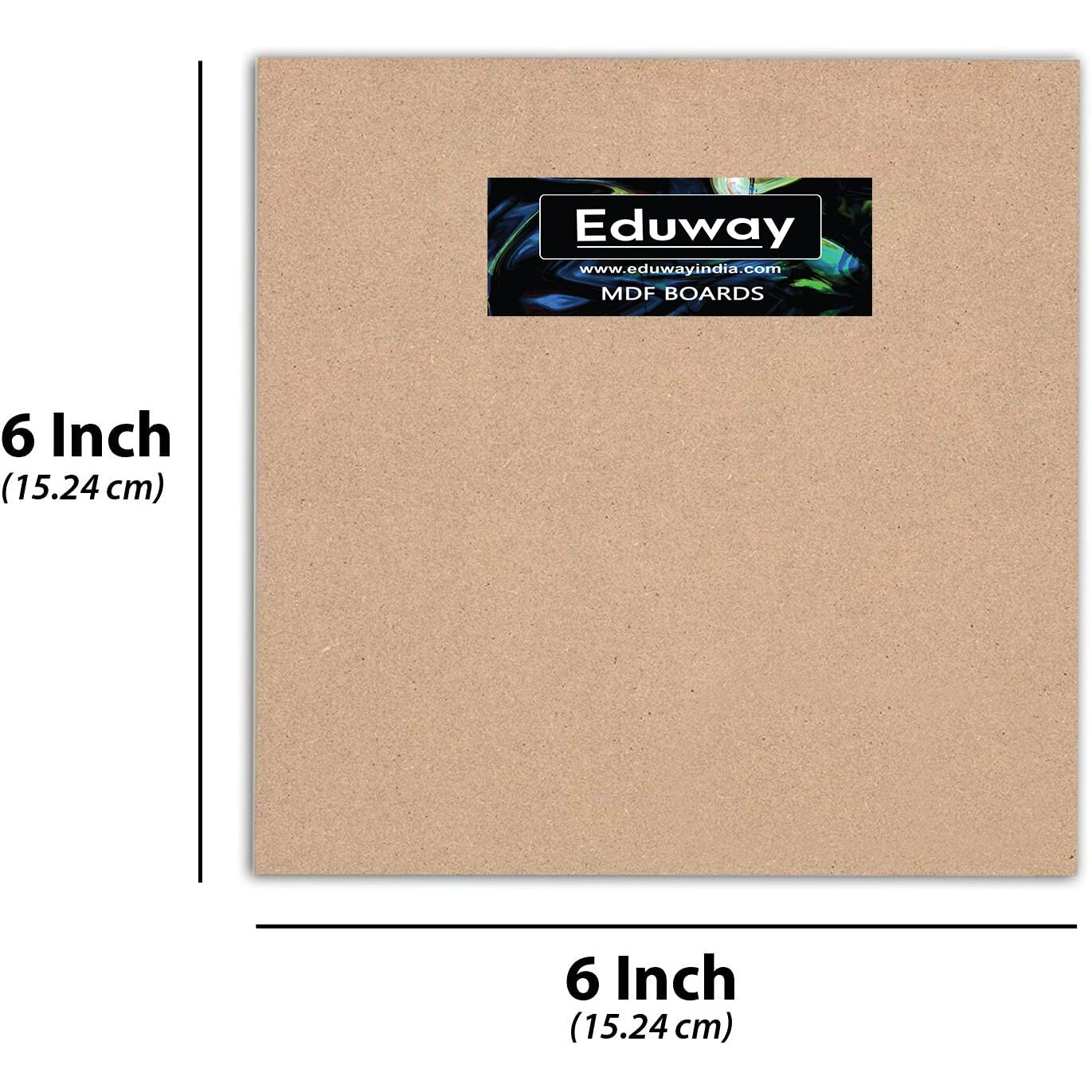 Eduway A2 Mdf Board Board Wood Sheet For Craft Art - 6X6 Inch, 4Mm Thick, Pack Of 8 - Premium Pine Cardboard For Artists, Art And Craft Students - Hard Cutout In Small And Large Sizes (15X15 Cms)