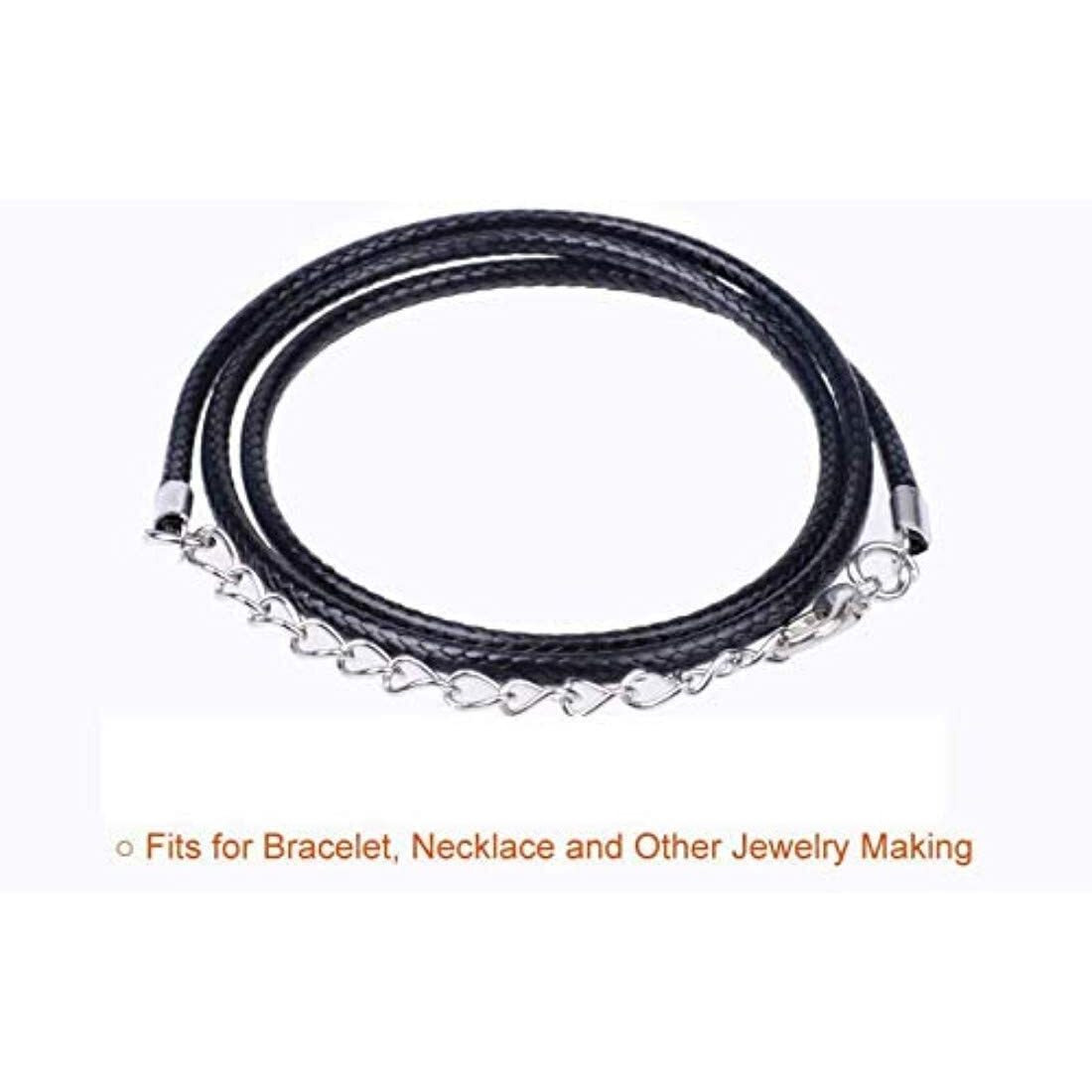 Diy Crafts Pack Of 5 Pcs, Black Leather Cord, Black Waxed Necklace Cord With Lobster Clasp Bulk (Pack Of 1 (Pack Of 5 Pcs, Black Leather Cord)