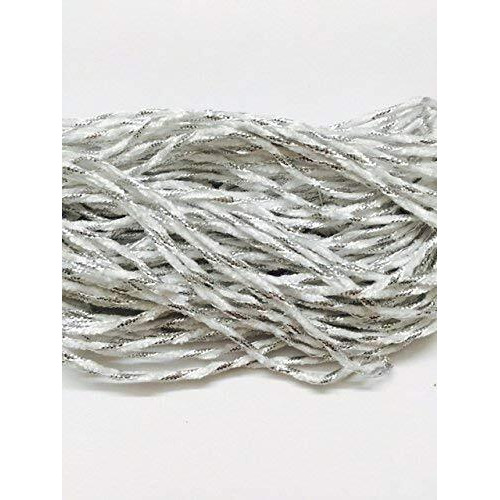 Eerafashionicing Pack Of 9 To 10 Mtr Silver And White Colour Piping, Dori, Edges, Lace, Trims