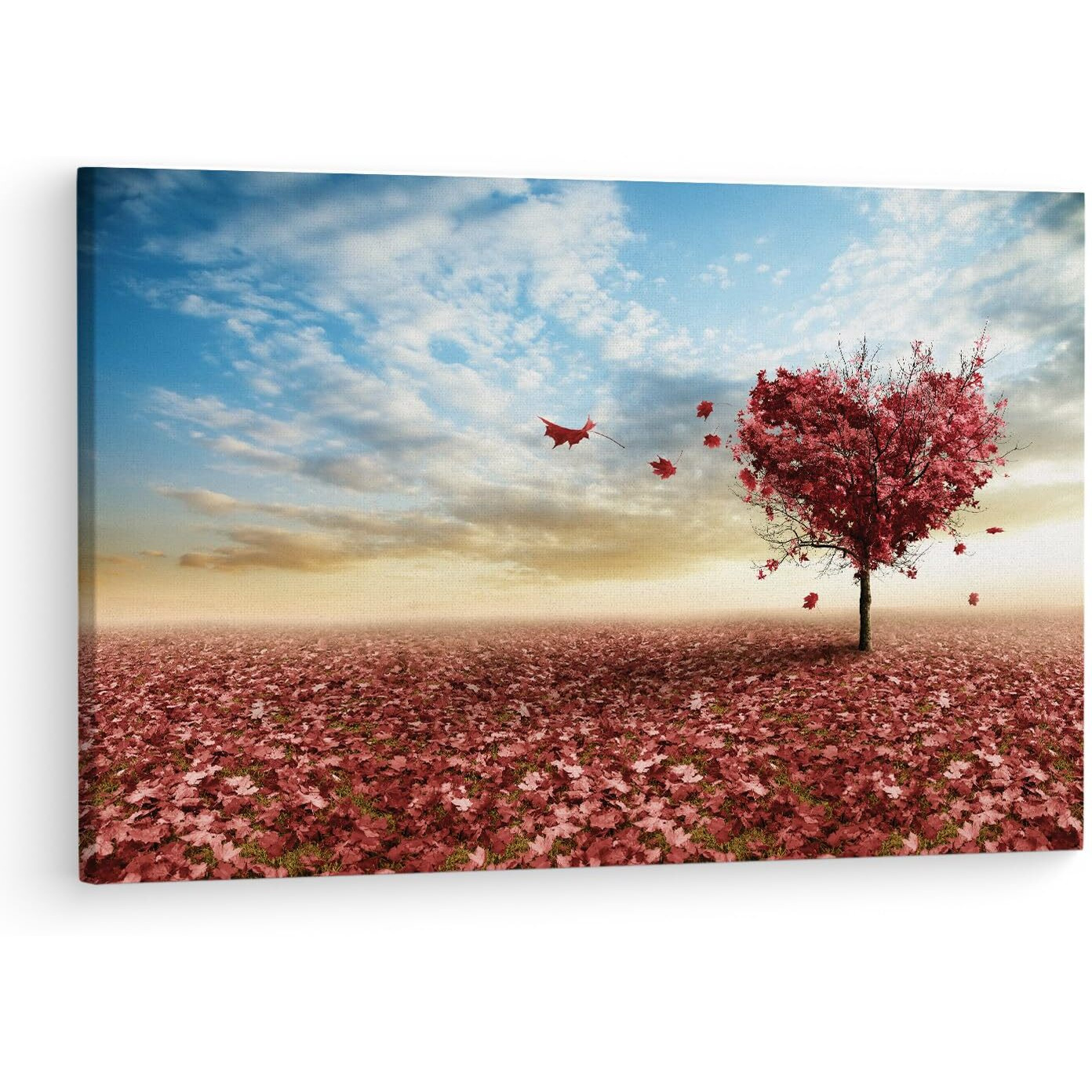 Truecanvas Heart Shaped Tree With Spilled, Wooden Framed Canvas Paintings For Living Room | Bedroom | Office | Gallery | Ready Wall Mount Canvas Wall Art Painting | Size - 12 X 18In, Ct0806