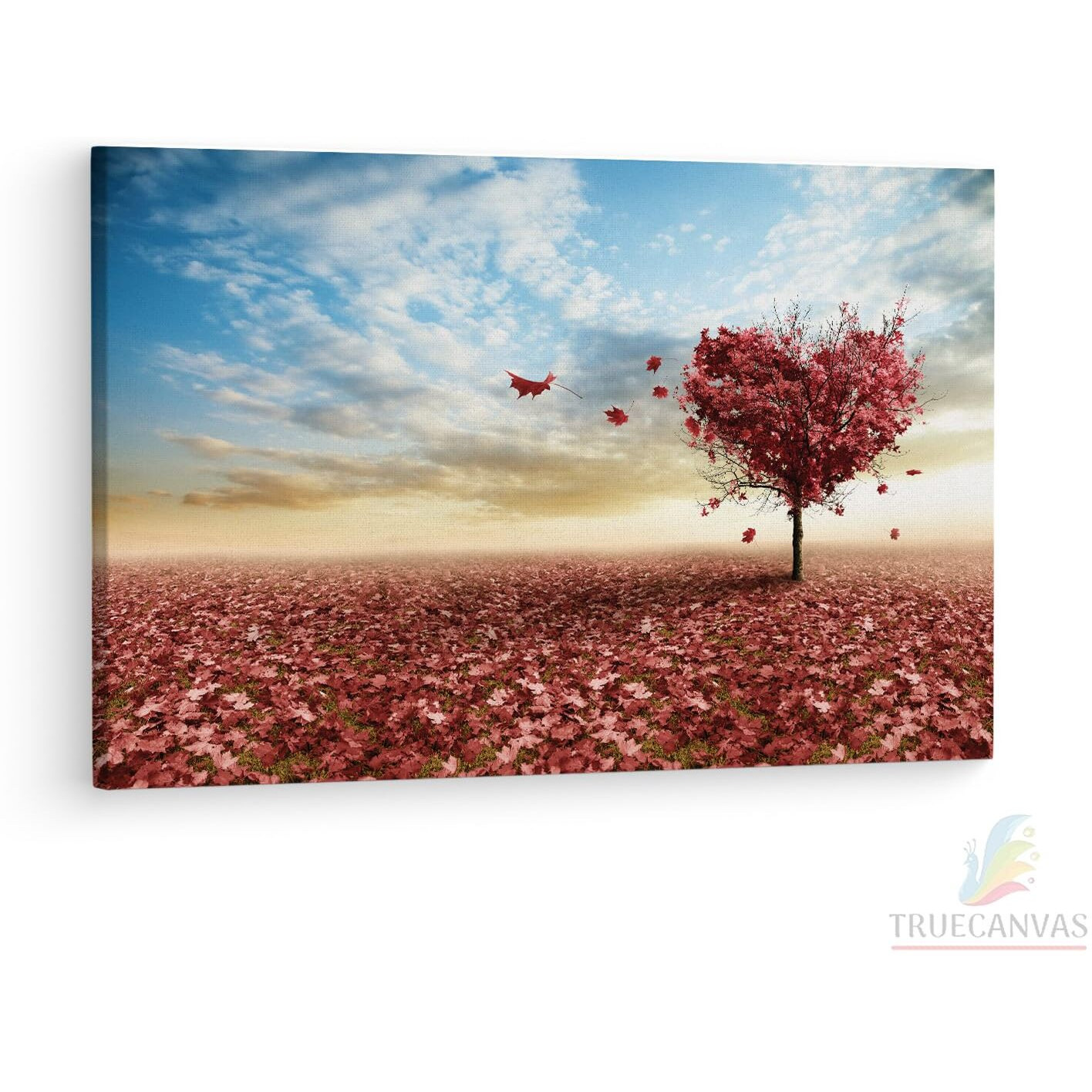 Truecanvas Heart Shaped Tree With Spilled, Wooden Framed Canvas Paintings For Living Room | Bedroom | Office | Gallery | Ready Wall Mount Canvas Wall Art Painting | Size - 12 X 18In, Ct0806